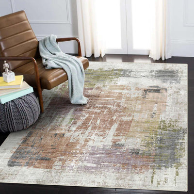 Washable Rug, Ultra Thin 6X9 Area Rugs - Non Slip Carpet - Large Area Rugs For Living Room Entryway Office Dining Room - Modern Abstract Rug, Colourful Rug