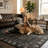 Modern Bohemian Distressed Geometric Charcoal/Black Area Rug-1436267689
