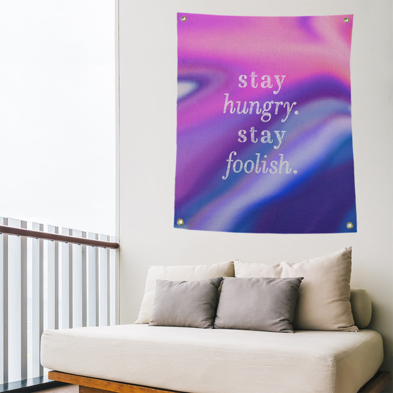 Tapisserie de devis en polyester à la main, H 80 po x l 59 po, Rose et bleu marine