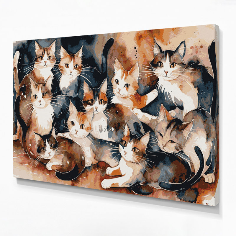«Cats Puspin», art mural sur toile, H 24 po x l 36 po