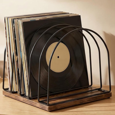 Rangement pour disques vinyles en bois, présentoir pour disques vinyles et 33 tours, porte-revues, rangement pour CD et DVD, étagère de rangement pour albums, brun