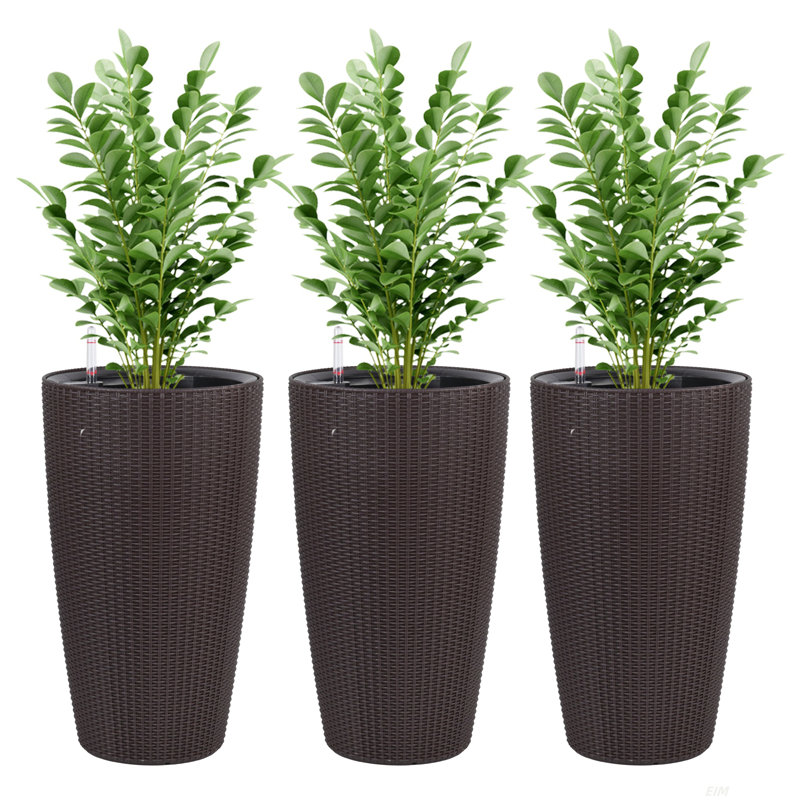 Indoor/Outdoor Modern The appearance is made of imitation rattan Design Planter,22.5 inch Plastic Large Plant Pot With Automatic Watering System for Home and Garden  (22.5 inch - 2 Pack)