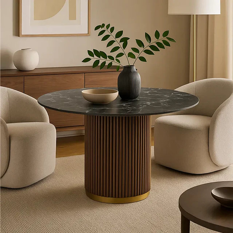 Delone Round Dining Table, Black