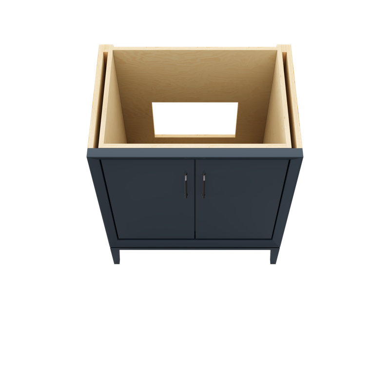 Alexandra Single Bath Vanity, Hague Blue, 30", Matte Black