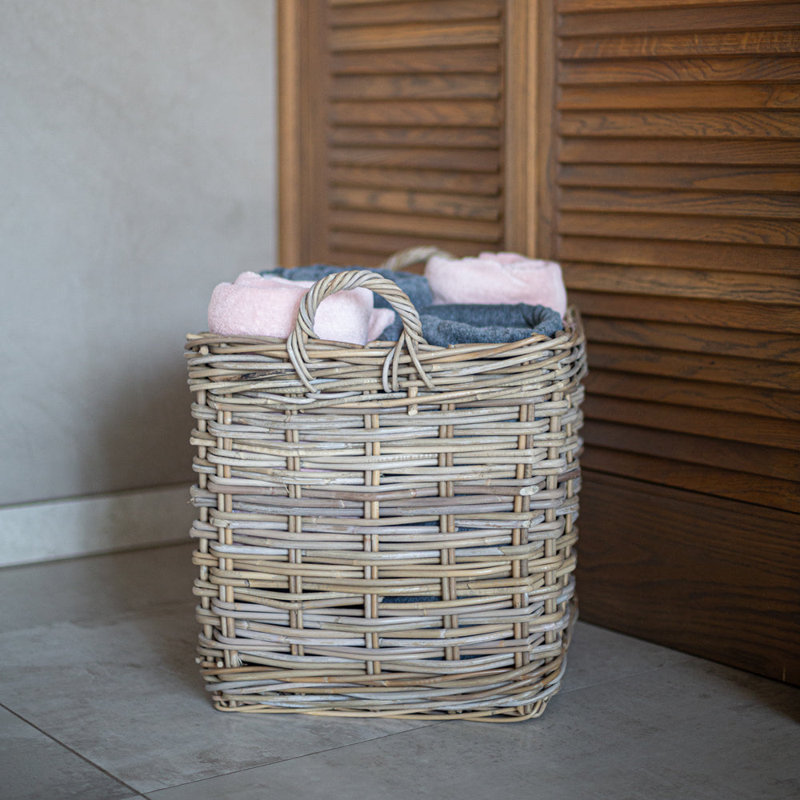 Panier en rotin gris Kubu Square, H 23 po x l 23 po x P 23 po