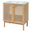 Meuble-lavabo de 30 pouces avec portes en rotin et mécanismes de fermeture en douceur pour un rangement élégant