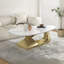 Table basse moderne en pierre frittée avec base en acier inoxydable - Centre de table de salon élégant-553400515