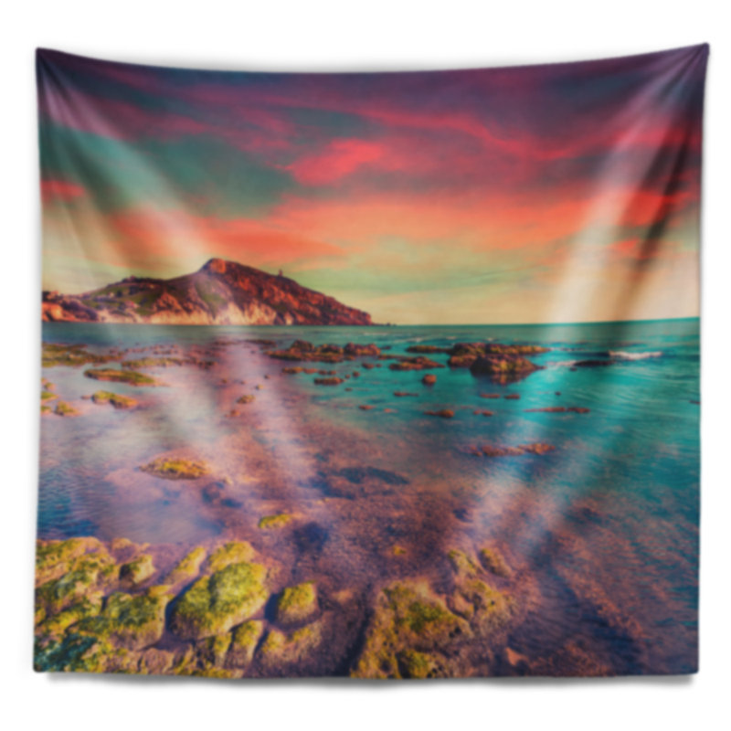 Tapisserie coucher de soleil couleur coucher de mer giallonardo, H 68 po x l 80 po