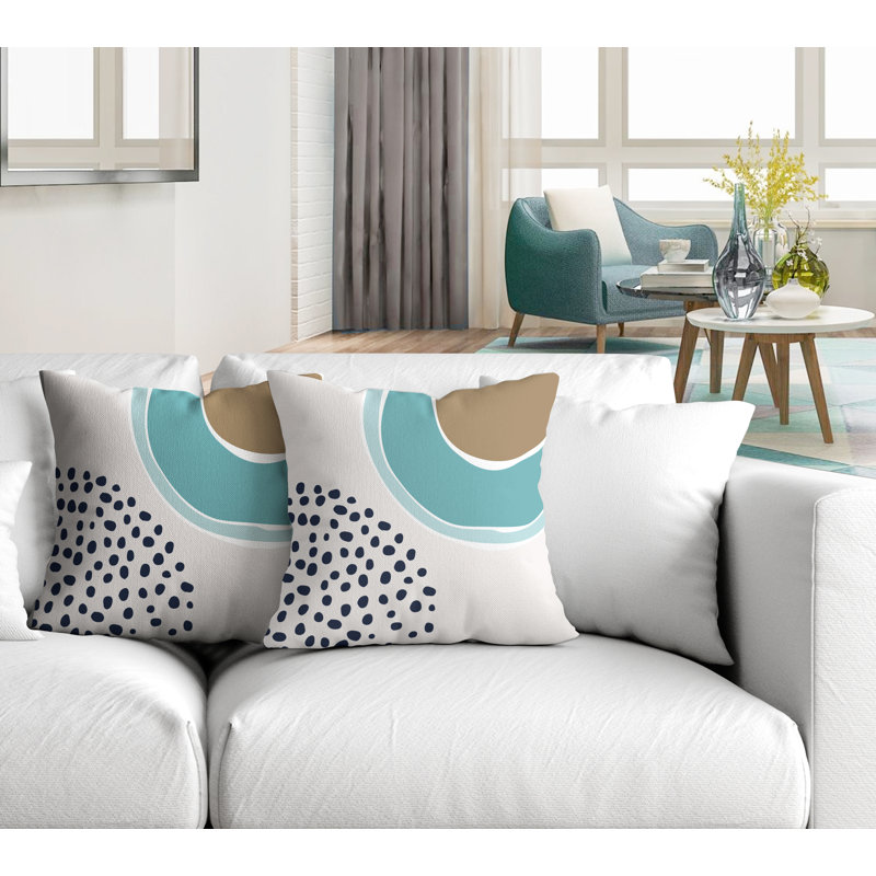 No Decorative Addition Indoor/Outdoor Reversible Throw Pillow, Turquoise, 17W" x 17H"