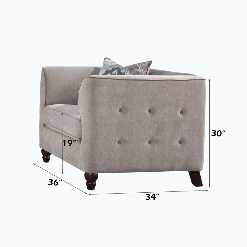 Chaise moderne en velours brun clair avec coussin