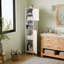 Armoire de rangement haute avec porte en lattes de bambou