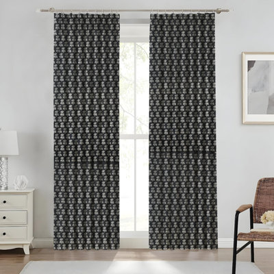 Été, printemps, rideau à motif floral imprimé à la main, lin boho doux, rideaux à plis noirs pour occultant, chambre à coucher, cuisine ou patio, damru