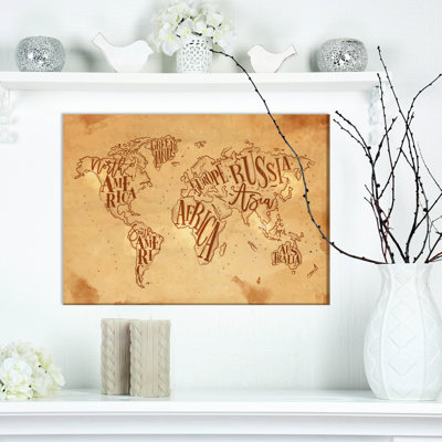 " Vintage World Map In Chalk Artwork "