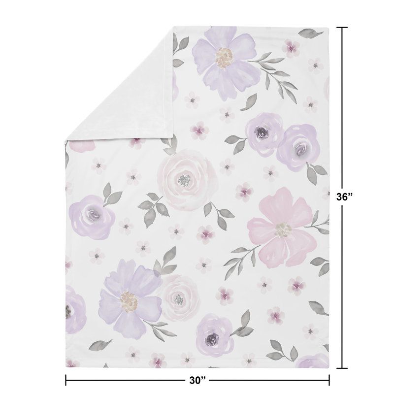 Couverture florale aquarelle, Violet / gris