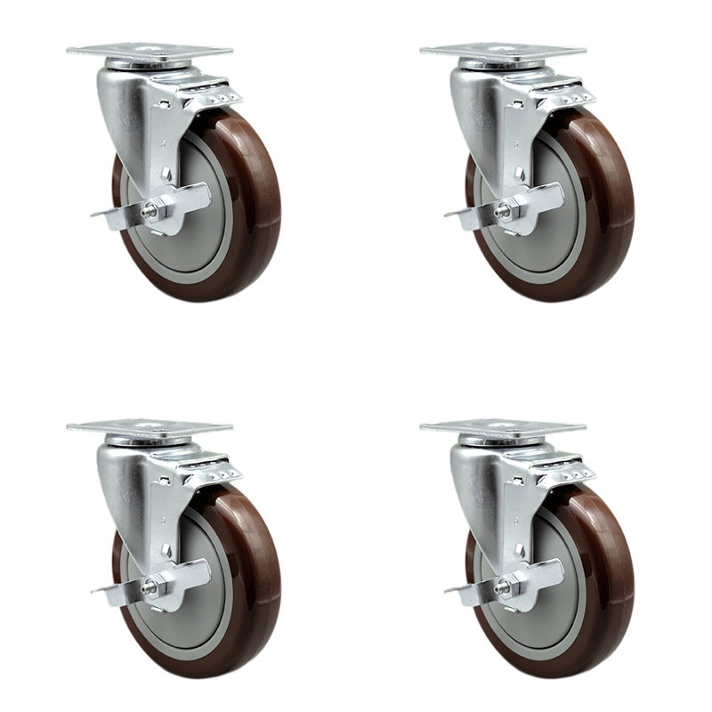 Roulettes pivotantes en polyuréthane, Marron