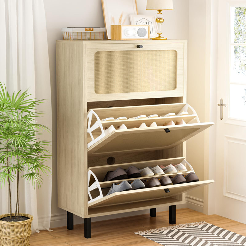 Rattan Shoe Storage Cabinet