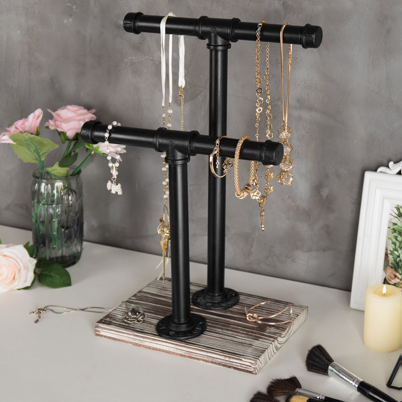 Decorative Black Pipe Jewelry Stand Organizer
