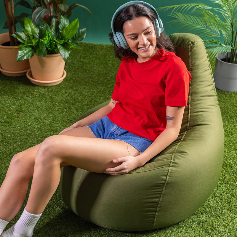 icon Dalton High Back Adult Gaming Indoor Outdoor Bean Bag Chair, Black, Light Green
