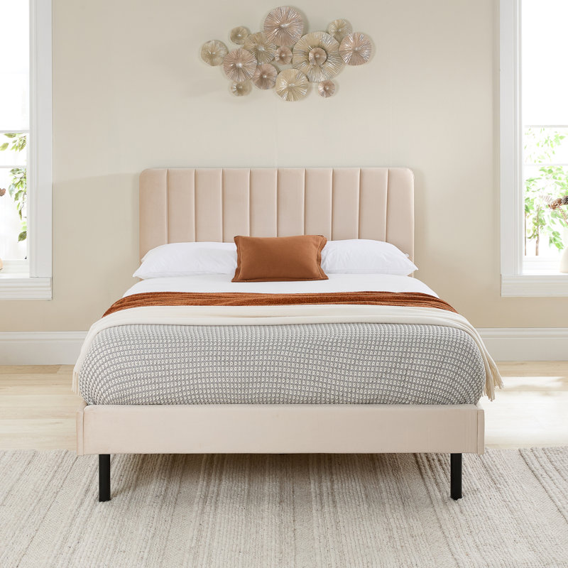 Marguerite Upholstered Bed, Cream, Single (3')