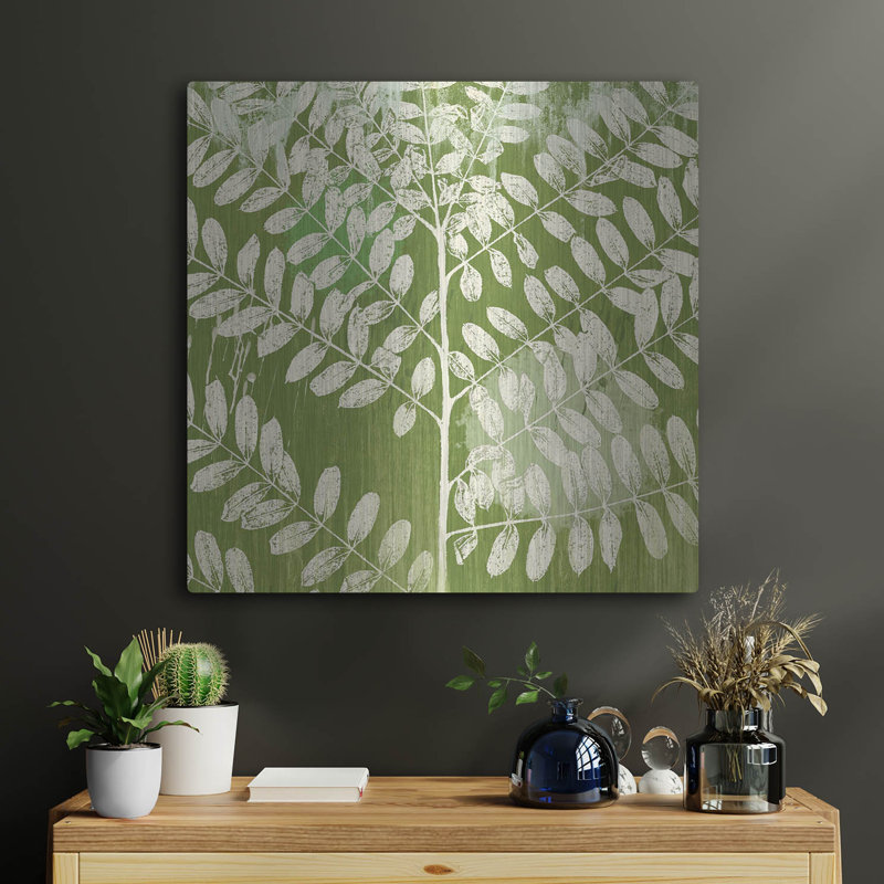 'Jade Foliage' by Erin Clark Metal Wall Art, 12" H x 12" W