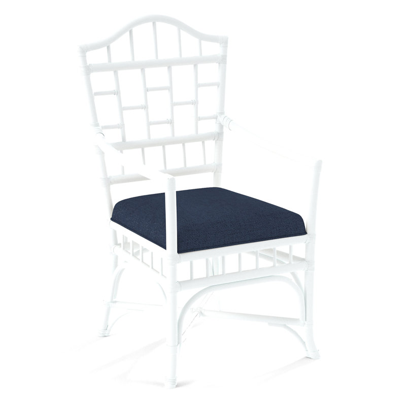 Chippendale Upholstered Arm Chair, Frost White, White Performance Fabric; 0851-94
