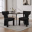 Ensemble de 2 chaises de salle à manger modernes en noir, revêtement en chenille et dossier incurvé pour de multiples réglages-118761674