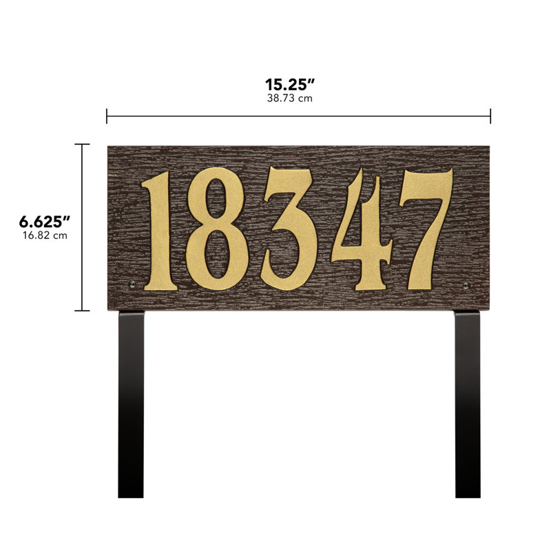 Modern Woodgrain Lawn Sign, Dark Bronze/Gold, Yes