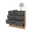 Commode avec 3 tiroirs et tablette ouverte