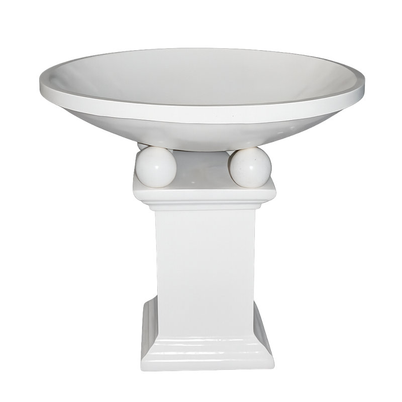 White Terrazzo Pot On Stand 28in