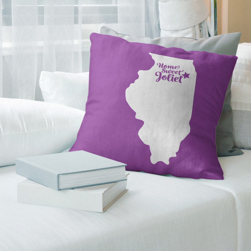 Linen Reversible Throw Pillow, 14" x 14", Violet, Joliet