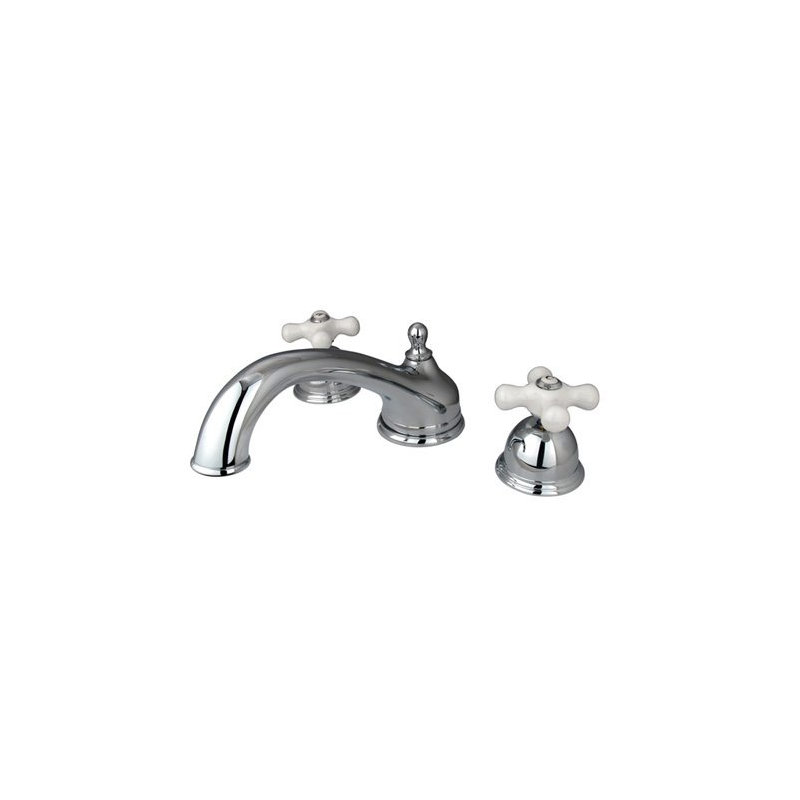 Double Handle Deck Mounted Roman Tub Faucet, Polished Chrome
