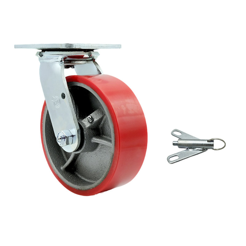 6 Inch Poly on Cast Iron Swivel Caster with Ball Bearing and Swivel Lock SCC|SCC-30CS620-PUB-BSL