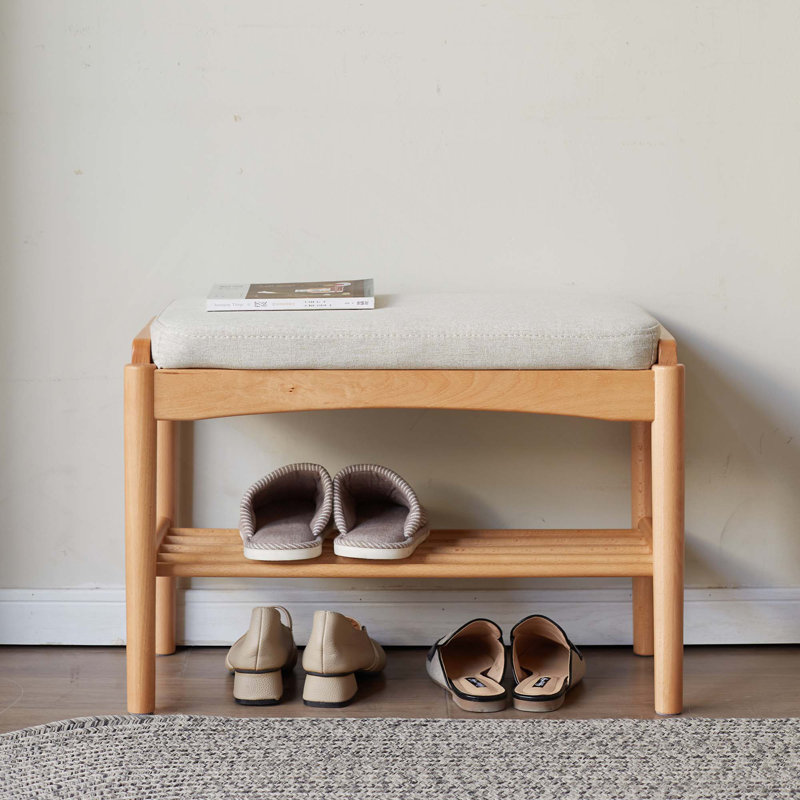 Banc de rangement pour chaussures Mid-Century, Gris, Naturel