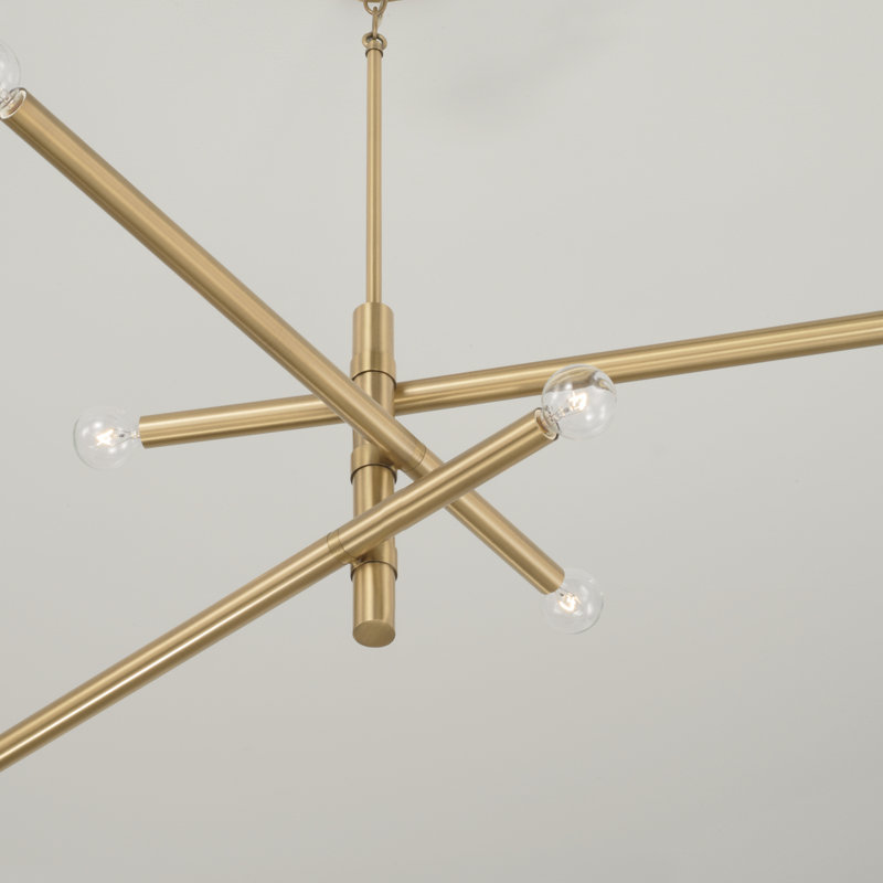Aged Brass 6-Light Sputnik Chandelier with Adjustable Height