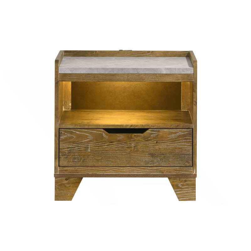 1-Drawer Nightstand With Integrated LED