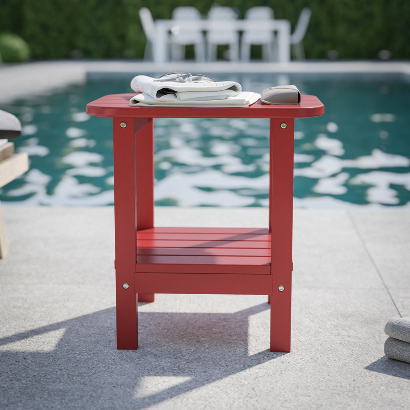 Table d'appoint de style Adirondack toutes saisons de qualité commerciale Fitzgibbons, Rouge