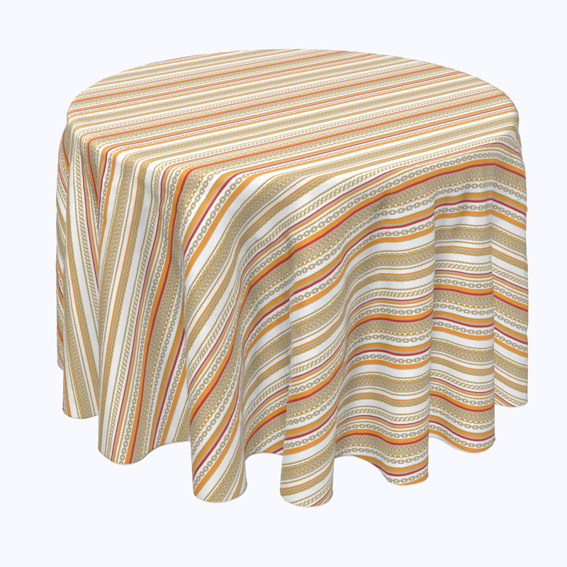 Bautista Striped Round Tablecloth, 102" x 102"