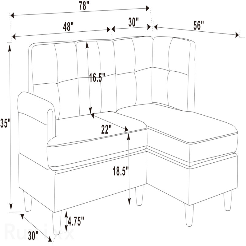 3-Seater Right-Facing L-Shaped Sectional Sofa with Chaise