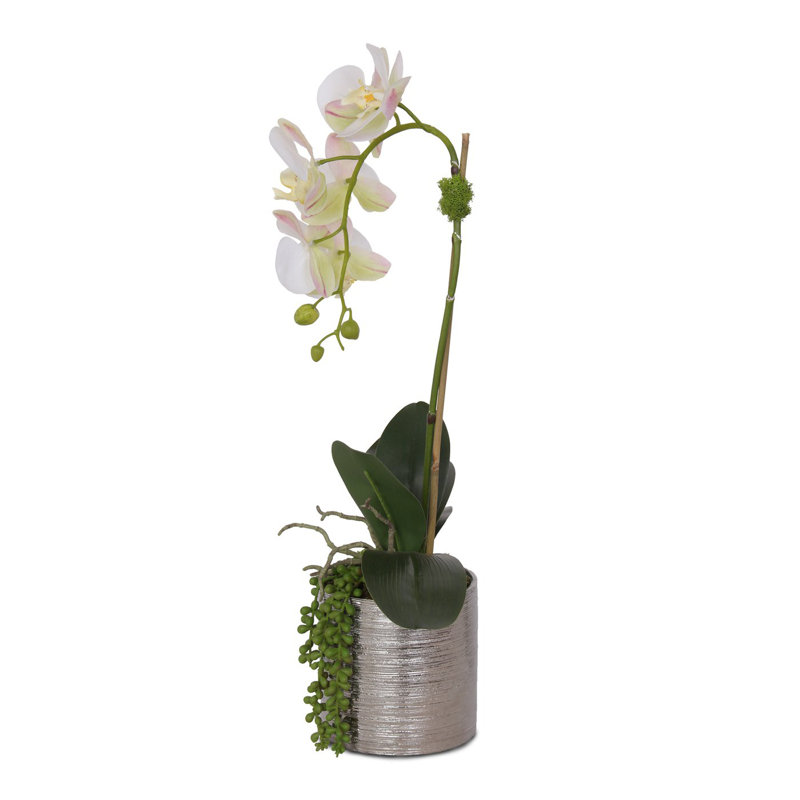 Arrangement de fausses fleurs orchidées en pot