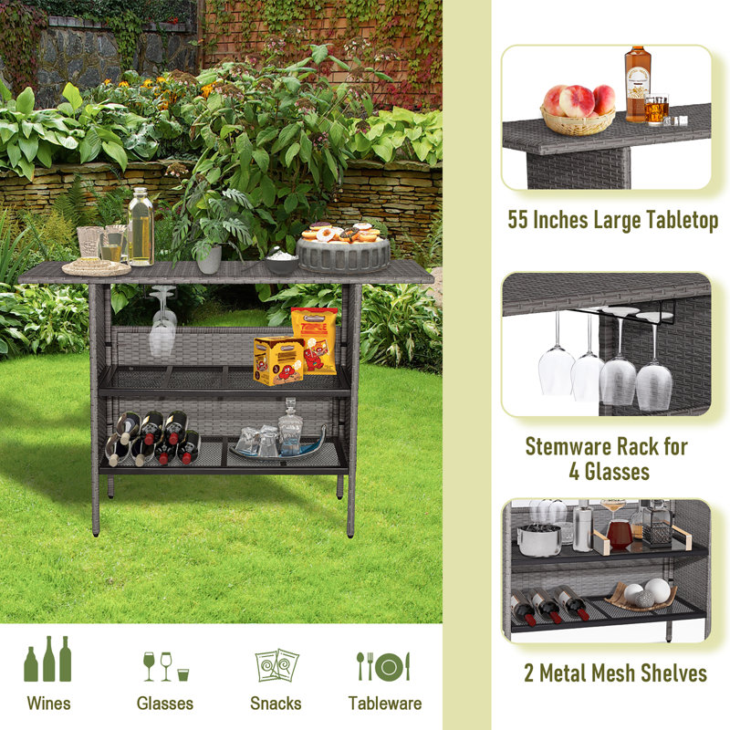 Rectangular Outdoor Bar Table , 55 " W 18.5 " D