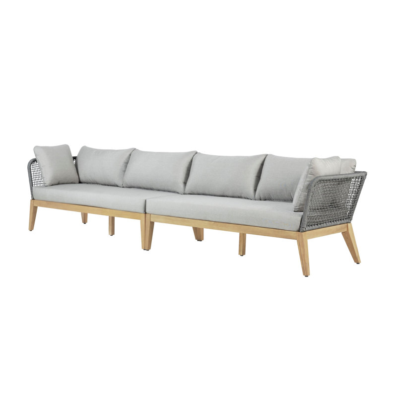 Malyna 128.35'' Wide Rectangle with Cushions, Gray
