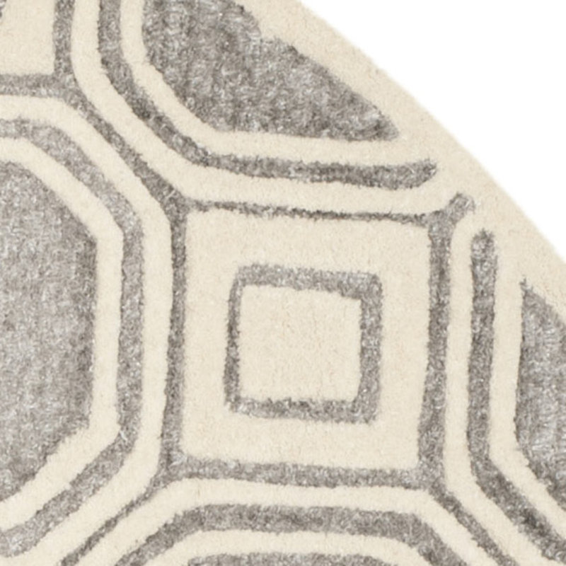 Trakia Hand Tufted Performance Geometric Rug, Round 6'