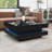 Modern Coffee Table with High-Gloss Finish, LED Light, Storage and Geometric Design-135169663