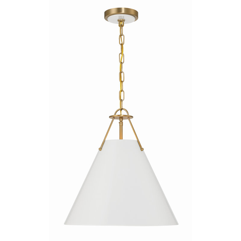 Luminaire suspendu conique en métal à 3 lumières Kinston , Or, Blanc