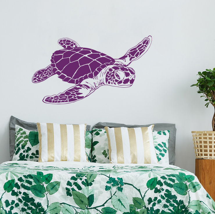 Décalcomanie murale tortue de mer, Violet
