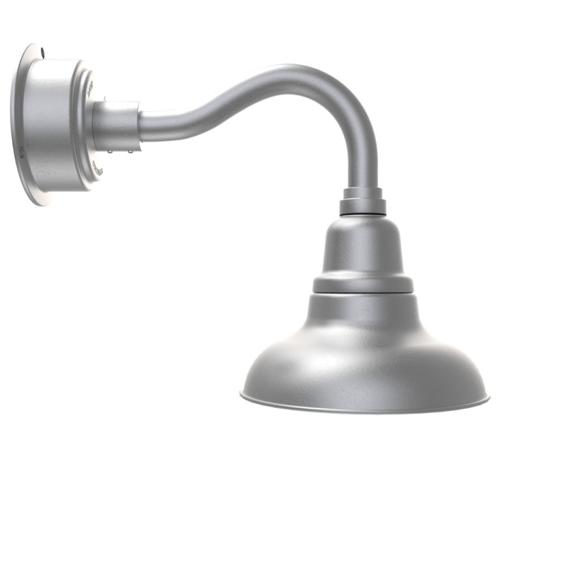 Luminaire de grange 1 lumière DEL Idella, Argent galvanisé, H 12 po x l 8 po x P 16 po