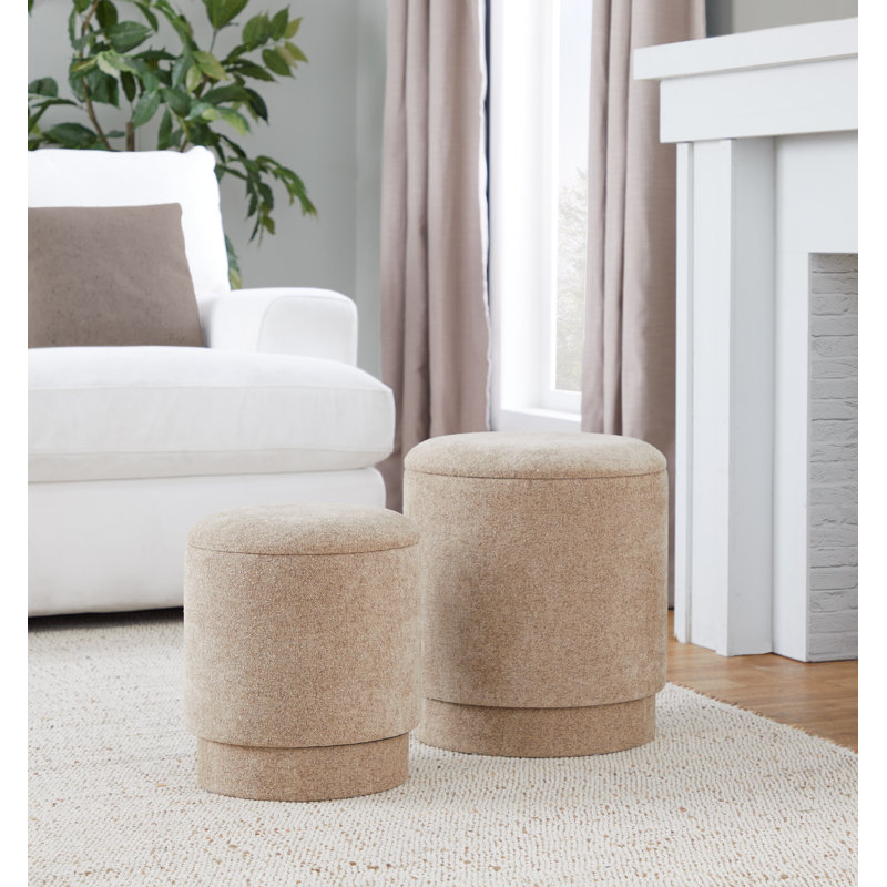 Carlesia Upholstered Ottoman, Brown Polyester