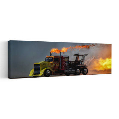 Flaming Jet Truck by David H Yang - Wrapped Canvas Panoramic Print