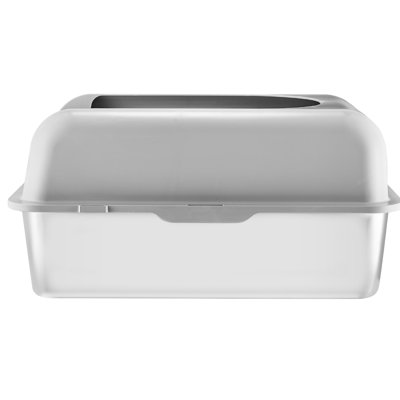 Odor- 6-Inch Deep Cat Litter Box With Filtering Foot Board, Gray Plastic, Large Capacity, Easy To Maintain