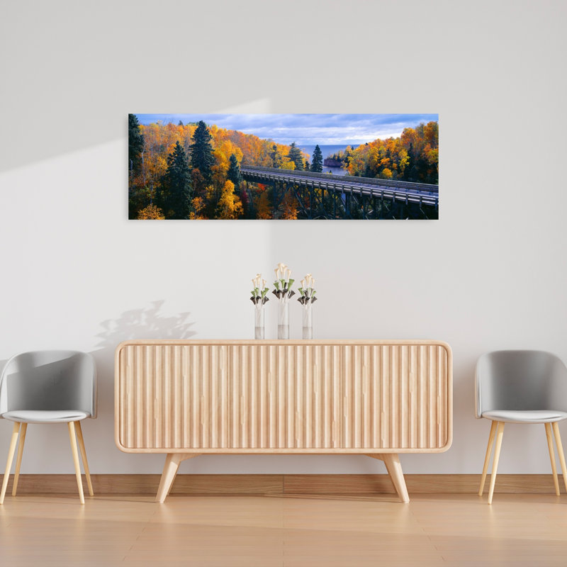 Baptism River into Lake Superior Tettegouche State Park Minnesota 1 Piece Wrapped Canvas Panoramic Wall Art